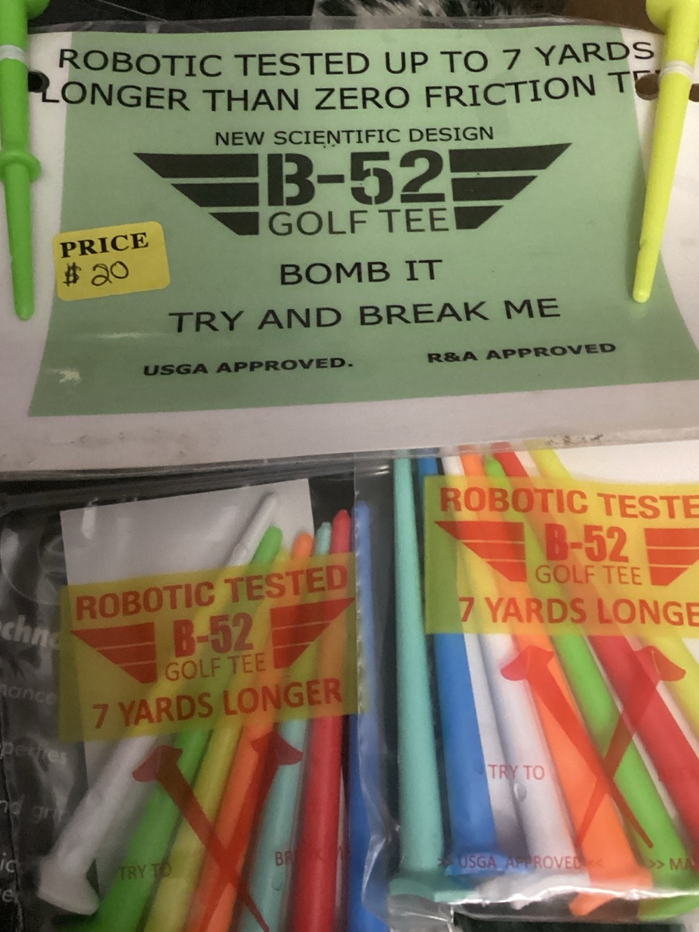 Golf Tees Assorted Neon Colors - Pack of Performance Tees